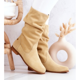 Botas altas de camurça feminina Maciejka 05057-07 Amarelo 1