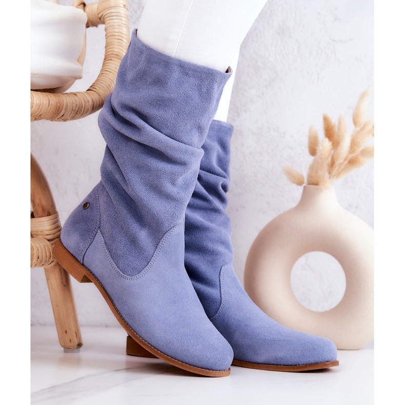 Botas Femininas de Camurça Maciejka 05057-06 Azul 2