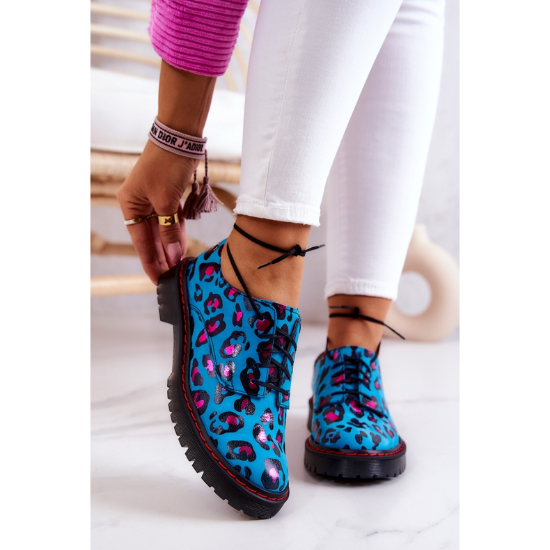 Sapatos Oxfords Femininos Maciejka 04087-47 de Couro Azul multicolorido 1