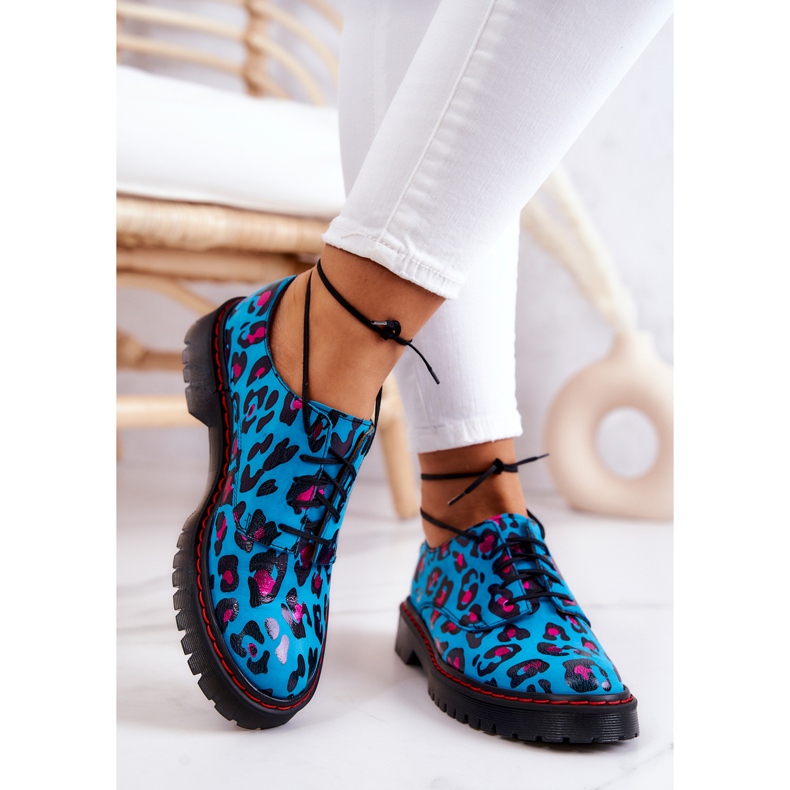 Sapatos Oxfords Femininos Maciejka 04087-47 de Couro Azul multicolorido 2