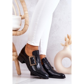 Sapatos de couro com fivela preta Taliya preto 1
