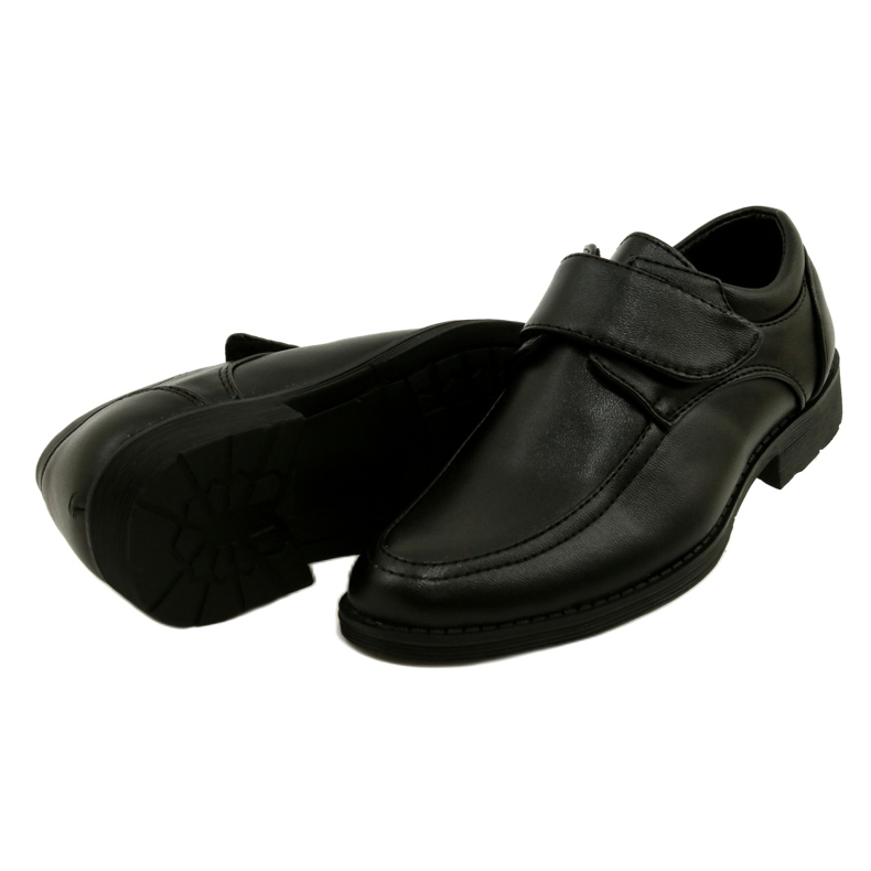 American Club Sapatos de meninos inserir couro para velcro kom37/22 preto 4