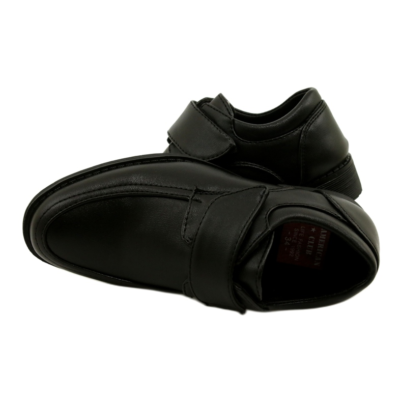 American Club Sapatos de meninos inserir couro para velcro kom37/22 preto 5