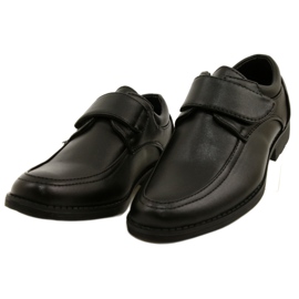 American Club Sapatos de meninos inserir couro para velcro kom37/22 preto 2