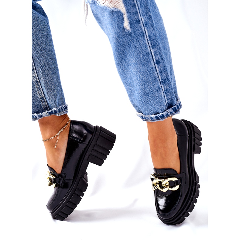 Mocassins femininos Mocassins de couro preto Laura Messi 2339 3