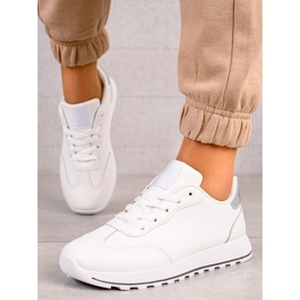 TRENDI Sapatos esportivos clássicos feitos de couro ecológico branco 1