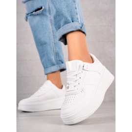 TRENDI Tênis da moda em uma ampla plataforma branco 1