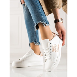 TRENDI Tênis com inserção dourada branco 1