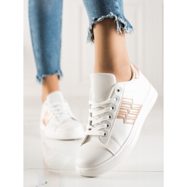 TRENDI Tênis com inserção dourada branco 2