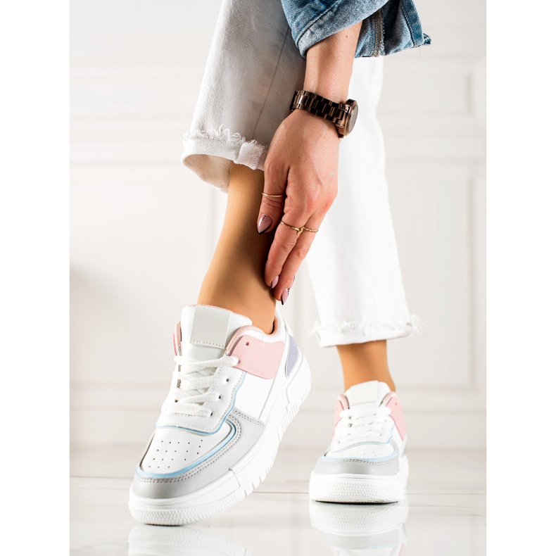 TRENDI Tênis na plataforma branco multicolorido 1