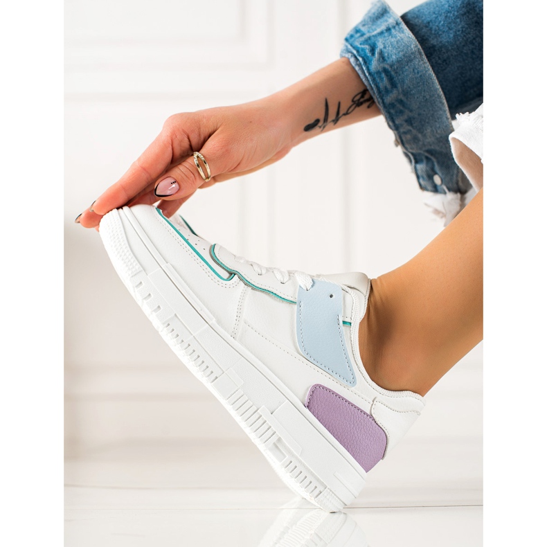 TRENDI Tênis na plataforma branco multicolorido 1