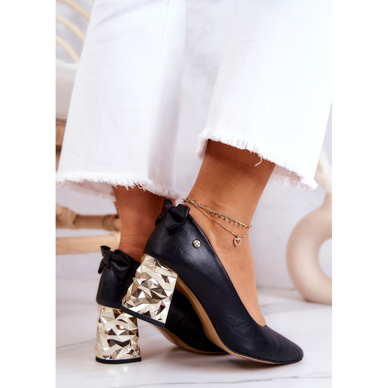 Bombas de couro em uma barra Maciejka 05334-01 preto 1