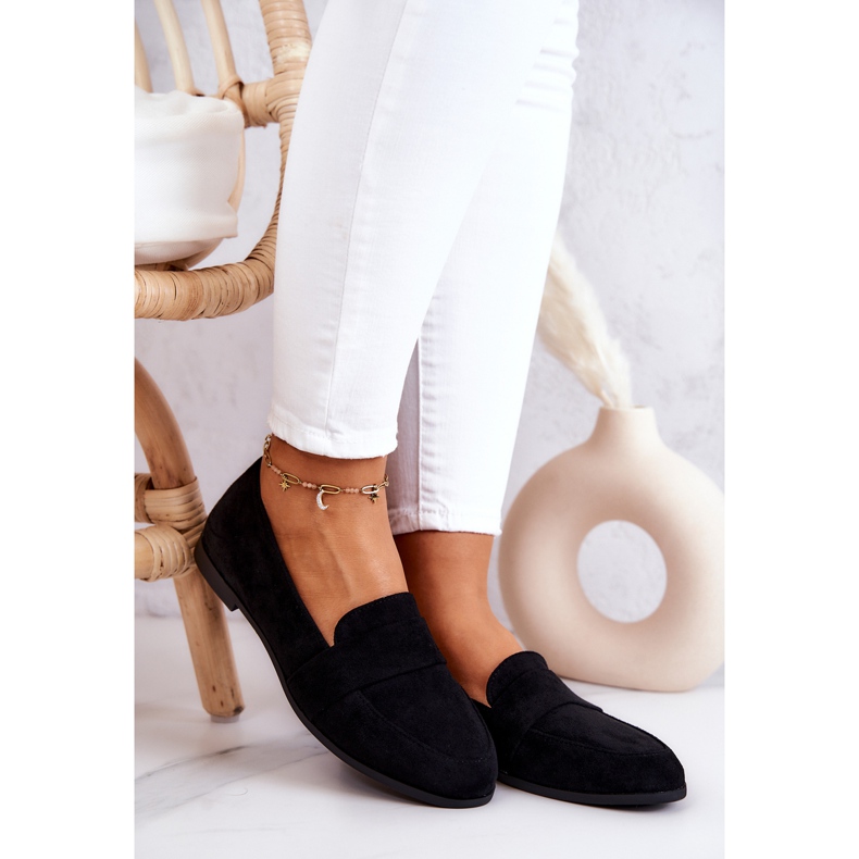 PE1 Mocassim Jayden de camurça preta com cinto preto 1