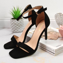 Sandália de salto alto em camurça preta Vinceza W JAN81A preto 2