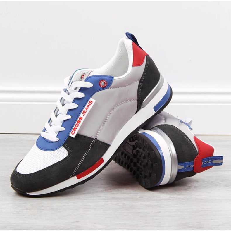 Cross Jeans M JJ1R4010C sapatos esportivos de couro branco preto azul cinza 2
