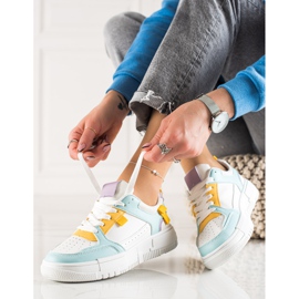 TRENDI Tênis estilosos branco verde amarelo 1