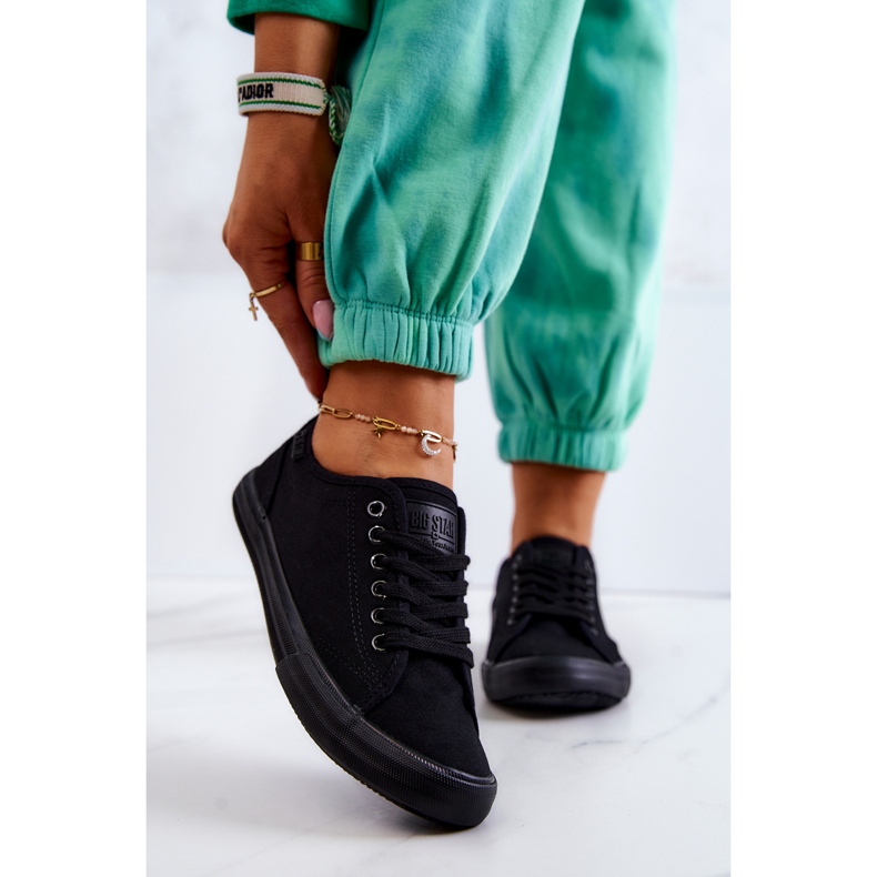 Tênis baixo feminino Big Star JJ274066 preto 2