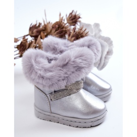 Botas de neve infantil Hollee prata com zircônia cúbica cinza 2