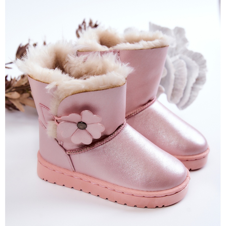 FR1 Botas de neve infantil com flor rosa Bianca 2 FR1 Botas de neve infantil com flor rosa Bianca 2