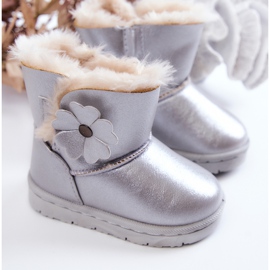 FR1 Botas de neve infantil com flor prata Bianca 2