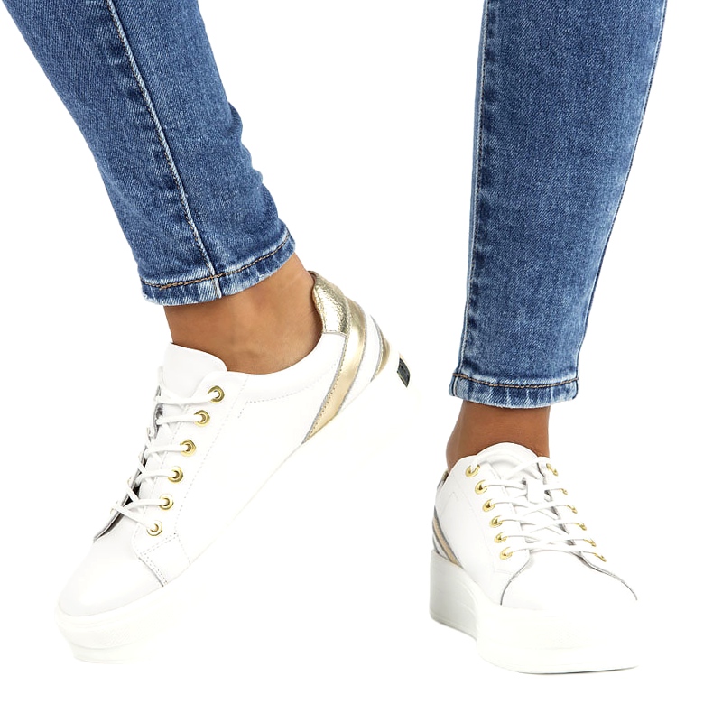 Trepadeiras de couro branco Filippo DP3530 / 22 dourado 5