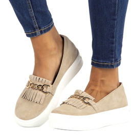 Sapatos de couro feminino Lordsy Filippo DP3532 / 22 Bege 7