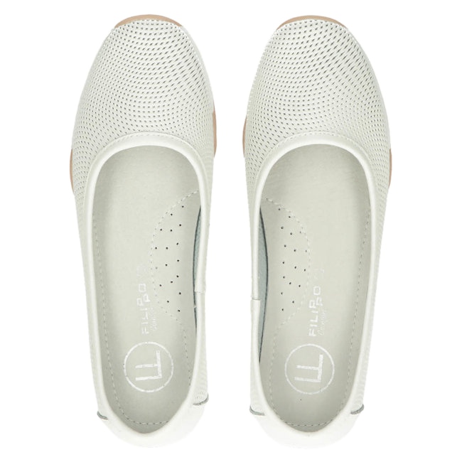 Bailarinas de couro branco vazado Filippo DP3681 / 22 WH multicolorido 3 Bailarinas de couro branco vazado Filippo DP3681 / 22 WH multicolorido 3