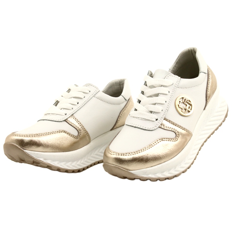 Tênis esportivo feminino amarrado Filippo DP3547 / 22 WH GO Branco dourado 6