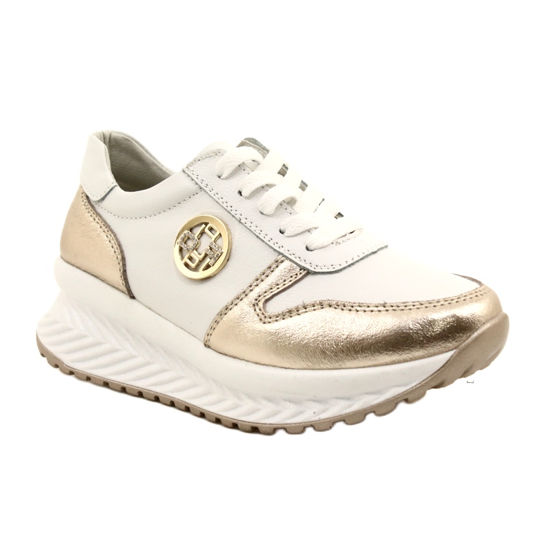 Tênis esportivo feminino amarrado Filippo DP3547 / 22 WH GO Branco dourado 4