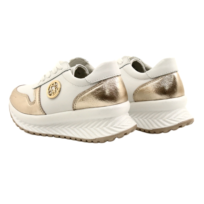 Tênis esportivo feminino amarrado Filippo DP3547 / 22 WH GO Branco dourado 7