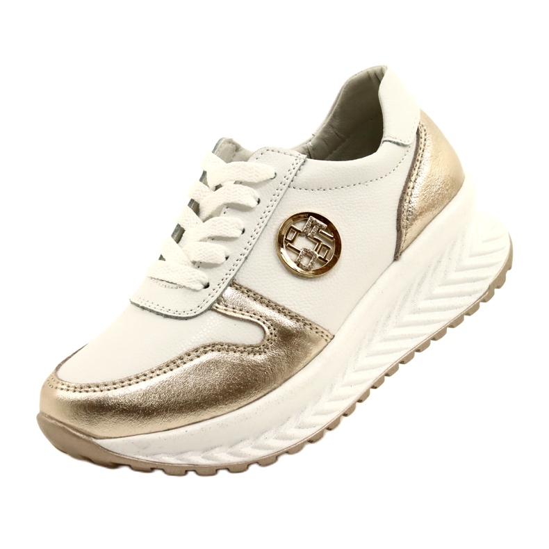 Tênis esportivo feminino amarrado Filippo DP3547 / 22 WH GO Branco dourado 8