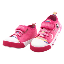 American Club Velcro Sneakers American Ten17/22 Inserção de couro rosa 2