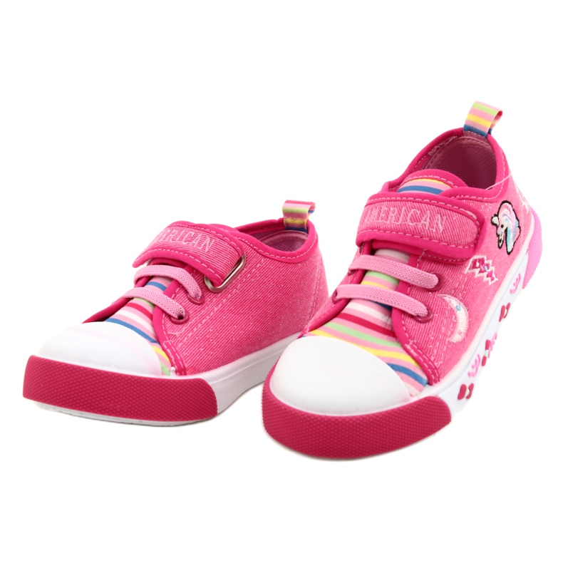 American Club Velcro Sneakers American Ten17/22 Inserção de couro rosa 2