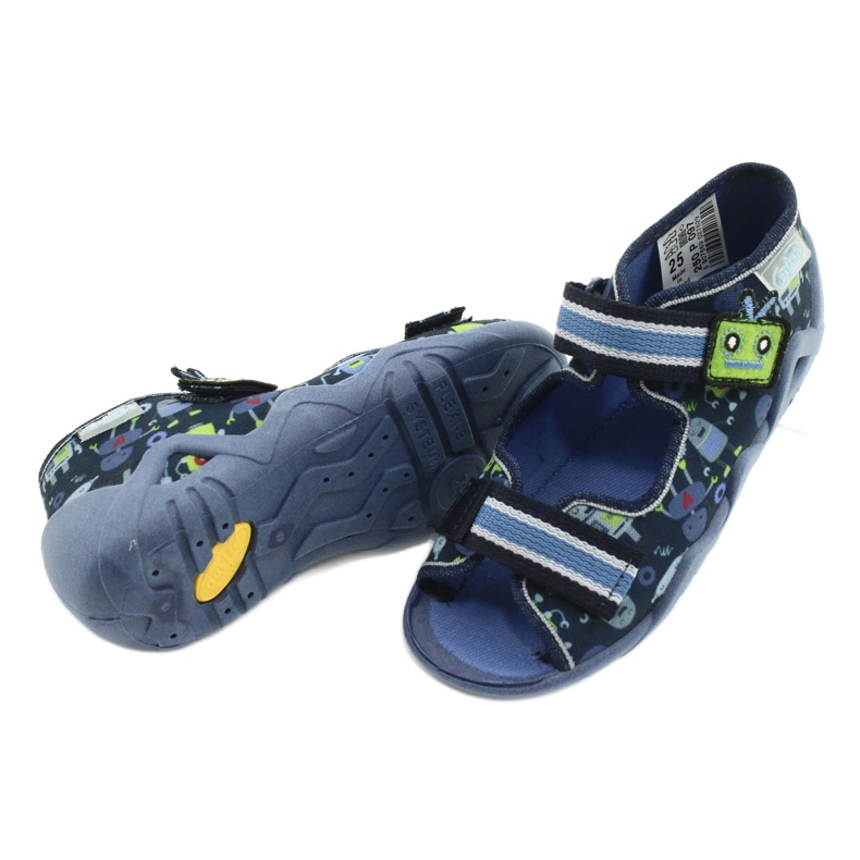 Chinelos infantis Befado com velcro 250P097 azul marinho 4