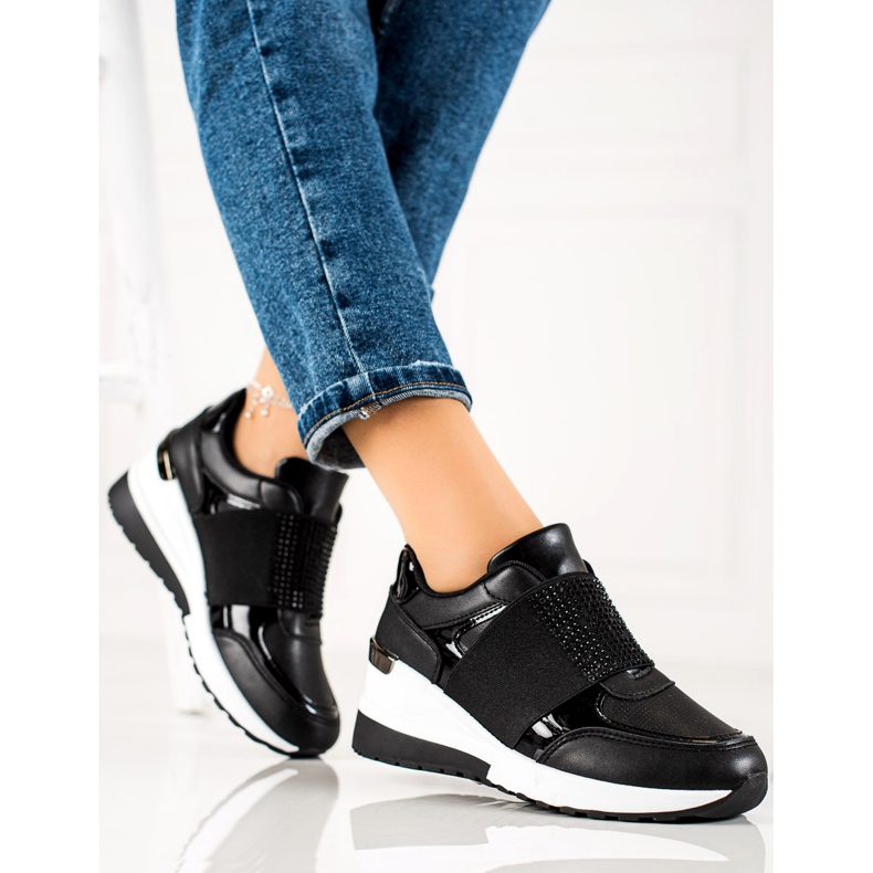 Weide Tênis Slip-on Com Cristais preto 2 Weide Tênis Slip-on Com Cristais preto 2
