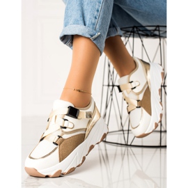 W. Potocki Tênis com fivela Potocki bege branco dourado 1 W. Potocki Tênis com fivela Potocki bege branco dourado 1