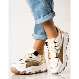 W. Potocki Tênis com fivela Potocki bege branco dourado 2 W. Potocki Tênis com fivela Potocki bege branco dourado 2