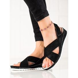 Sandálias de camurça com velcro VINCEZA preto 1