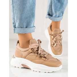 TRENDI Tênis da moda bege castanho 1