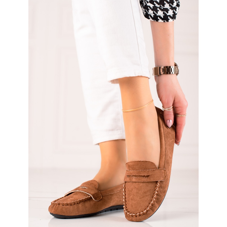 TRENDI Mocassins de camurça confortáveis marrom 2
