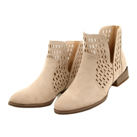 Botas femininas de camurça Daszyński Bege SA197-12 3