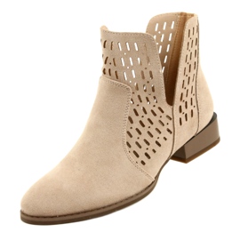 Botas femininas de camurça Daszyński Bege SA197-12 4