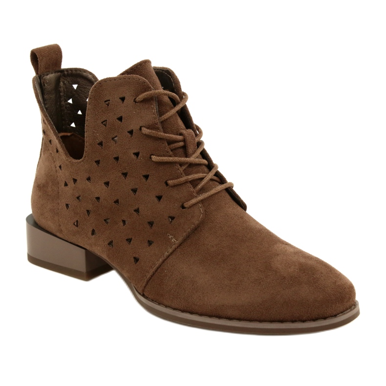 Botas femininas de camurça Daszyński Brown SA197-10 marrom 1