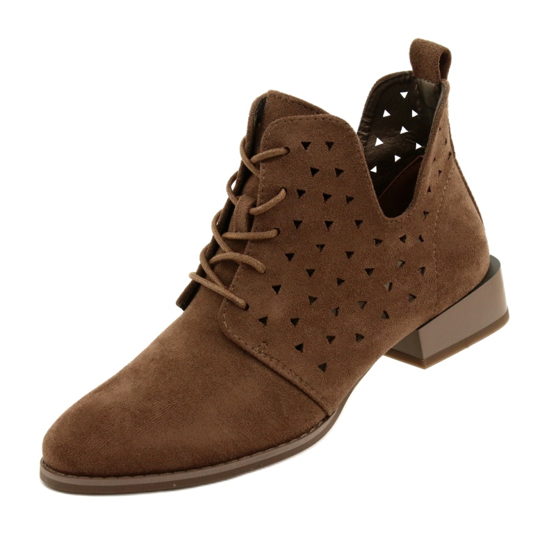 Botas femininas de camurça Daszyński Brown SA197-10 marrom 4