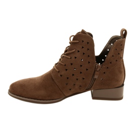 Botas femininas de camurça Daszyński Brown SA197-10 castanho 2
