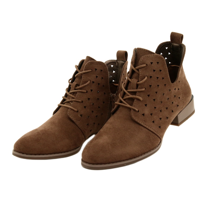 Botas femininas de camurça Daszyński Brown SA197-10 marrom 3