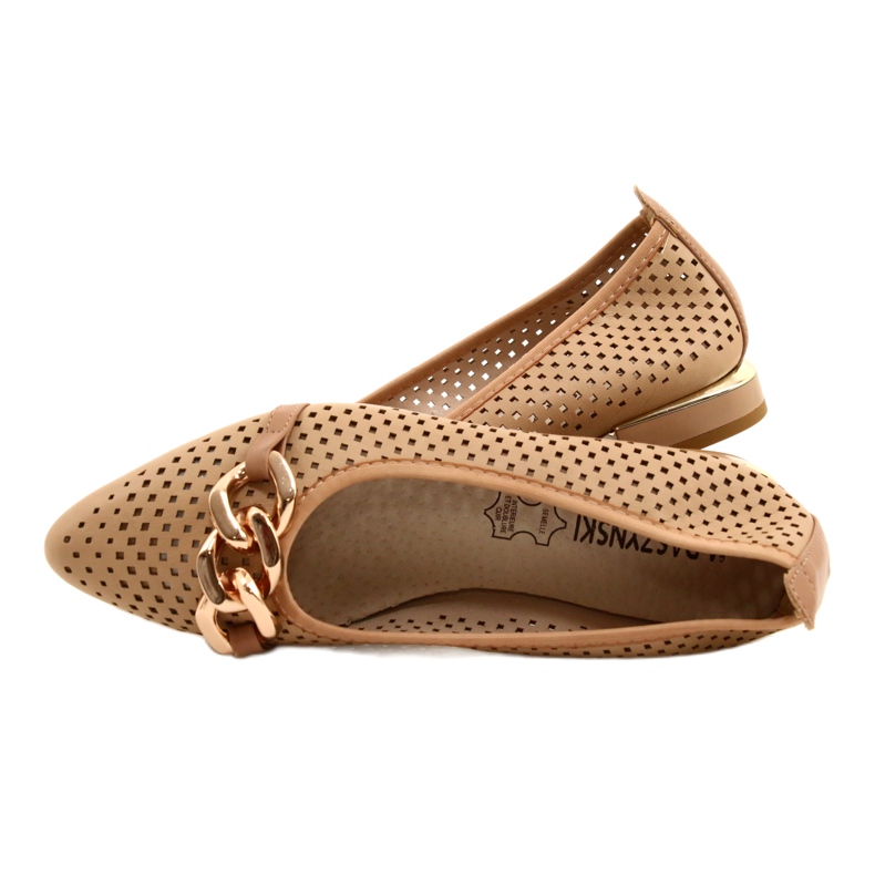 M.Daszyński Sapatos de bailarina abertos com corrente Daszyński SA201-6 Bege-dourado 5 M.Daszyński Sapatos de bailarina abertos com corrente Daszyński SA201-6 Bege-dourado 5