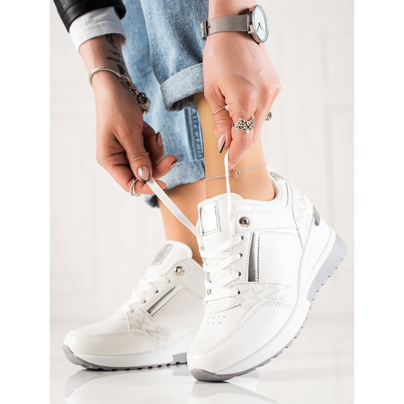 TRENDI Tênis de cunha elegantes branco 1