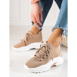 Camo Sapatos Esportivos Confortáveis ​​na Plataforma bege 1