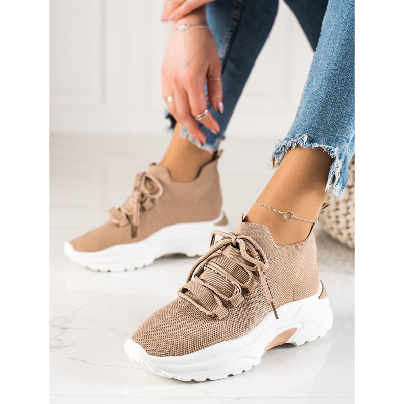 Camo Sapatos Esportivos Confortáveis ​​na Plataforma bege 1